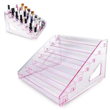 Imagem de Expositor Suporte Esmaltes Acrílico 7 Degraus Rosa Para 80Un - Arte Se