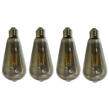 Imagem de Lampada Led Multi Filamento Fume Vintage 30w Kit 4 Uni Decoraçao Iluminaçao Sala Quarto Varanda Casa Branco Quente