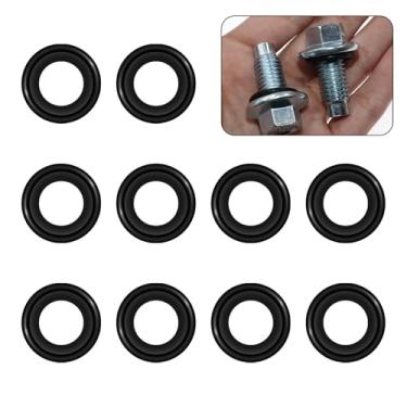 Imagem de QKYS 10 peças de vedação de drenagem de óleo de carro M12 para Ford Lincoln Mercury, substituição de arruela de britagem de plugue de drenagem de óleo de borracha OEM # F5TZ-6734-BA, junta de vedação