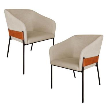 Imagem de Kit 2 Poltronas Decorativa Paris para Sala de Estar Bouclé Bege - Mont
