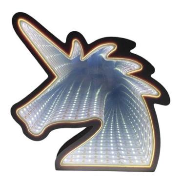 Imagem de Luminaria 3D Infinito Espelho Led Unicornio Luz Profundidade Quarto (Q