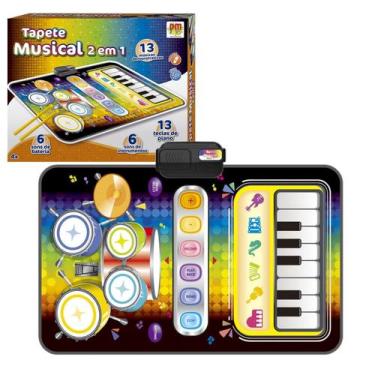Imagem de Tapete Atividades Bateria Piano Musical Bebê Infantil 2 Em 1 - Dm Toys