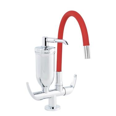 Imagem de SOFTINOX Torneira De Cozinha Com Filtro Flexível Vermelha Silicone Bancada Em Metal
