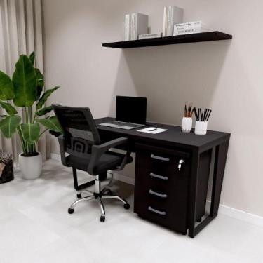 Imagem de Mesa Escrivaninha Industrial 135cm c/ Gaveteiro 4 Gavetas F5 - F5 Offi