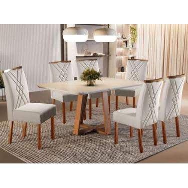 Imagem de Mesa de Jantar 4 e 6 Lugares Madeira Maciça  Tampo Retangular 100 MDF 