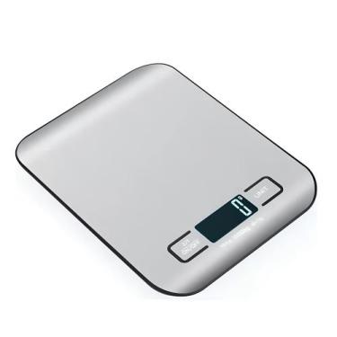 Imagem de Balança Digital Para Cozinha Em Aço Inox Retangular 10 kg Moderna Disp