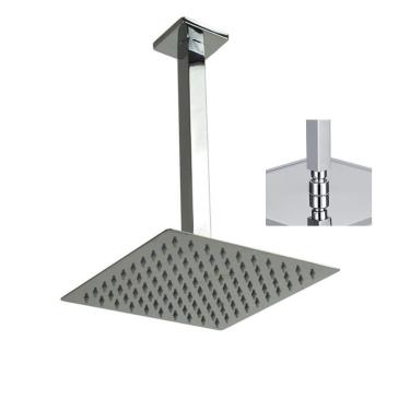 Imagem de Chuveiro Ducha Inox 20x20 Suporte Teto Quadrado Slim Piscina