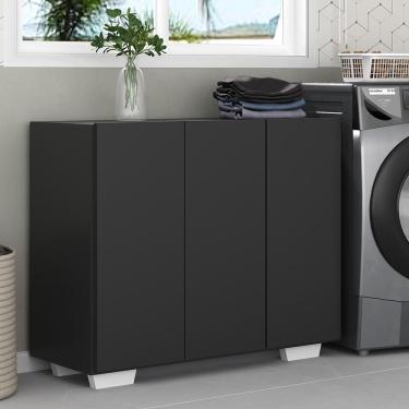 Imagem de Armário Lavanderia Com 3 Portas 90 Cm Mp5034 Preto/Branco