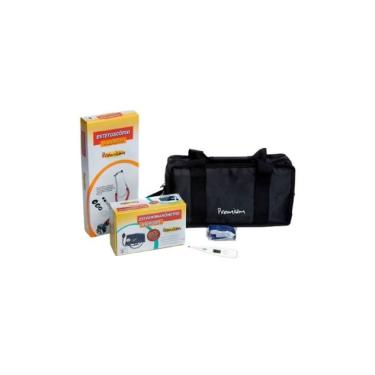 Imagem de Kit Acadêmico Esfigmomanômetro Estetoscópio Garrote E Bolsa Preto