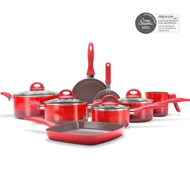 Imagem de Conjunto Panelas 8 Peças Ceramic Life Smart Plus Brinox Vermelho