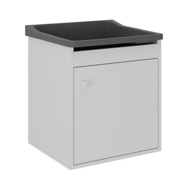 Imagem de Tanque De Lavanderia 22 Lts + Gabinete Mdf Suspenso + Sifão Cinza