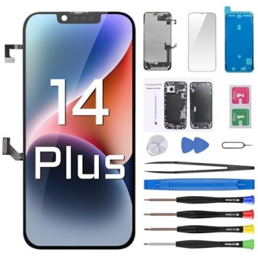 Imagem de Risidamoy Substituição de tela para iPhone 14 Plus com cabo flexível de fone de ouvido, sensor de proximidade, visor LCD sensível ao toque, digitalizador, conjunto completo com kits de ferramentas de