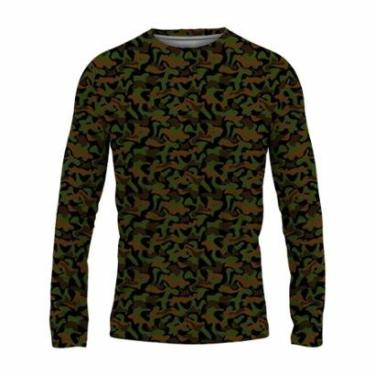 Imagem de Camiseta Masculina Proteção Solar UV50 Praia Calor Verão Manga Longa Camuflada-Masculino