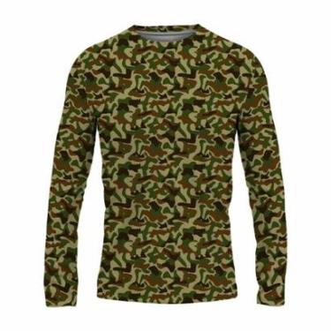 Imagem de Camiseta Masculina Proteção Solar UV50 Praia Calor Verão Manga Longa Camuflada-Masculino
