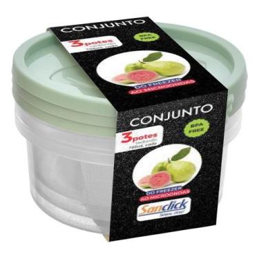 Imagem de Conjunto Com 3 Potes Redondos Graduados BPA Free 700 ml - Plásticos Sa