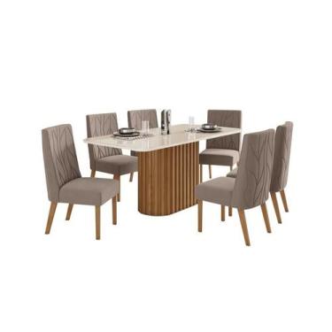 Imagem de Mesa Jantar Solana 180 6 Cadeiras Eloa Marrom Amendoa - Henn
