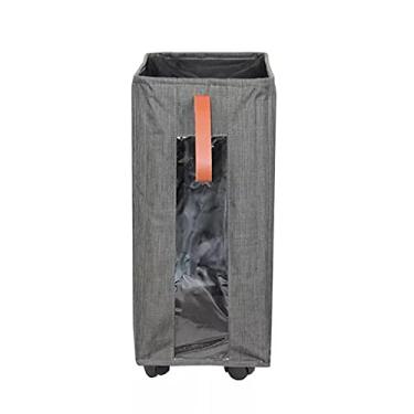 Imagem de Cesto de roupa suja dobrável cesto de roupa suja sobre rodas cesto de armazenamento dobrável organizador de brinquedos cesta de banheiro (cor: azul) (cinza escuro tamanho único)