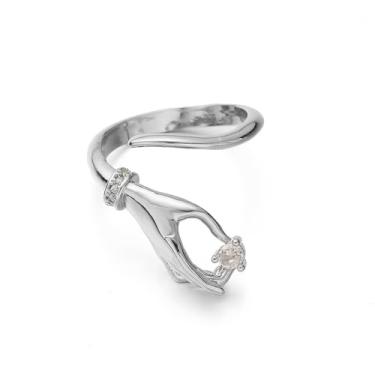 Imagem de Anéis modernos abertos à mão CZ para mulheres design exclusivo zircônia cúbica cristal delicado ajustável dedo confortável anel eternidade promessa amor amizade aliança de casamento joia para sua