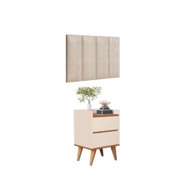 Imagem de Conjunto Cabeceira Cama Solteiro 0,90 Com 1 Criado Quarto Verona, Off/Nature