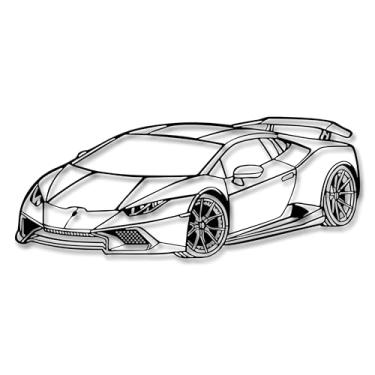 Imagem de Xedatric Arte de parede de metal de carro esportivo - decoração de parede de carro preto fosco - decoração moderna de quarto de carro para garagem, quarto ou presentes