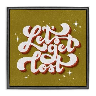 Imagem de Stupell Industries Let's Get Lost Retro Lettering Black Framed Floater Canvas Wall Art, design by Sarah Hickman, 18 x 18