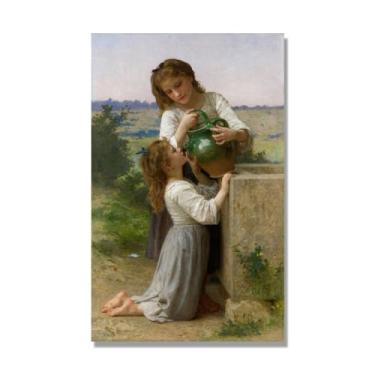 Imagem de NHLDZYH William Adolphe Bouguereau Impressões artísticas - Pintura de retrato - (Menina 8) - Pôster temático de mitologia grega - Pôster de decoração de parede vintage. Tela somente 60 x 96 cm - 23,7