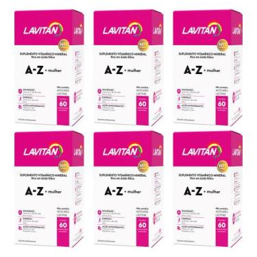 Imagem de 6x Lavitan A-z Mulher Suplemento Vitamínico E Mineral Com Zinco 60 Com