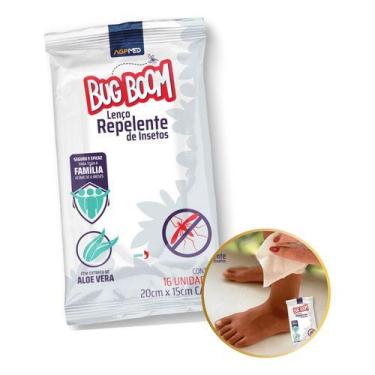 Imagem de Bug Boom Lenço Repelente Mosquito C/ Aloe Vera Proteção 4hrs - AGPMED