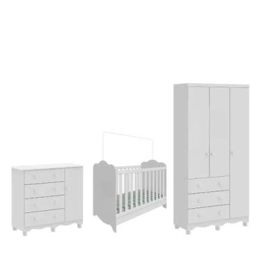 Imagem de Quarto Completo Bebe Moveis Peroba Dorabelly Clara Jr MDF 3, Branco