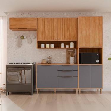 Imagem de Cozinha Modulada 4 Peças com Torre Quente para Forno ou Microondas Divina Cinamomo/Titânio