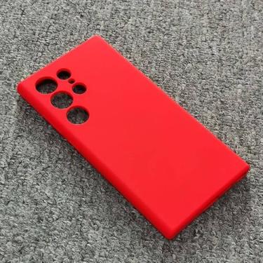 Imagem de Para Samsung Galaxy S24 Ultra Plus Capa de silicone líquido Acabamento macio e sedoso Capa protetora traseira para Galaxy S24Ultra S24 5G, vermelho, para Galaxy S24 Ultra
