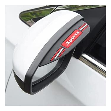 Imagem de 2 peças espelho retrovisor de carro sobrancelhas de chuva, espelho lateral esportivo à prova de chuva, espelho retrovisor de PVC à prova d'água, capa de fumaça, acessórios exteriores de carro para a maioria dos veículos (preto/esporte)