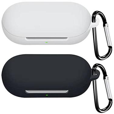 Imagem de Accdeny Capa de fone de ouvido compatível com Oneplus Buds Z2, [suporta carregamento sem fio] [capa protetora à prova de choque] capa de silicone para fone de ouvido (preto-branco)