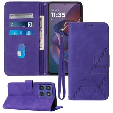 Imagem de Moment Dextrad Capa carteira para Moto G Stylus 2025, compartimentos para cartão, alça de pulso, proteção interna de telefone TPU, capa flip de couro PU para Moto G Stylus - 2025 (roxa)