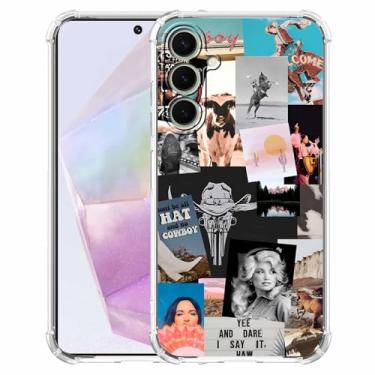 Imagem de malegaon Cowboy Cowgirl Western Country Art Colage, capa completa de TPU macio na moda para Samsung Galaxy A35