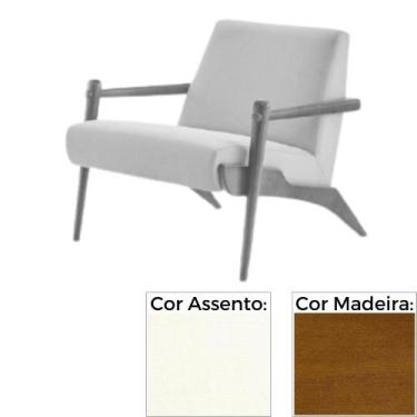 Imagem de Poltrona MH-3794 Herval Madeira Amêndoa Assento Estofado Linho Branco 