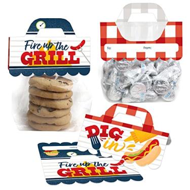 Imagem de Big Dot of Happiness Fire Up the Grill – DIY Summer BBQ Picnic Party Clear Goodie Favor Bag Labels - Sacos de doces com toppers - Conjunto de 24