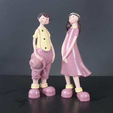 Imagem de Estátuas De Menino & Menina Em Pé Enfeites De Artesanato Em Resina Enfeites De Jardim Estátua Ao Ar Livre Para Casa, Escritório, Presentes Ao Ar Livre Para Aniversário, Natal, E