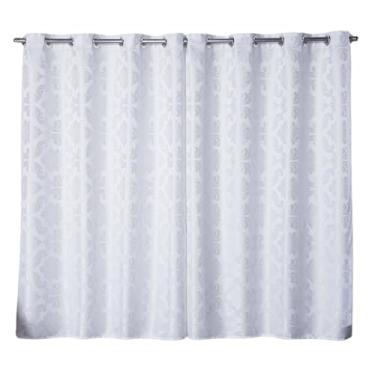 Imagem de Cortina Sala ou Quarto Jacquard 2,70M x 1,80M com Ilhós Semi Blackout Tecido com Detalhe (BRANCO)