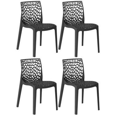 Imagem de Kit 4 Cadeiras De Jantar Gruvyer Design Em Polipropileno - Preto