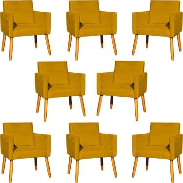 Imagem de Kit 8 Poltronas Nina Para Recepção Suede Cores Pé Palito 30cm Castanho - Suede