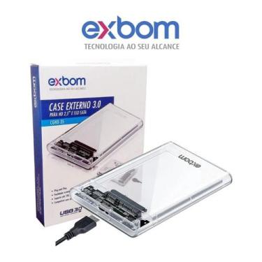 Imagem de Case HD e SSD Externo Exbom Transparente SATA 2.5 USB 3.0 CGHD35 Compa