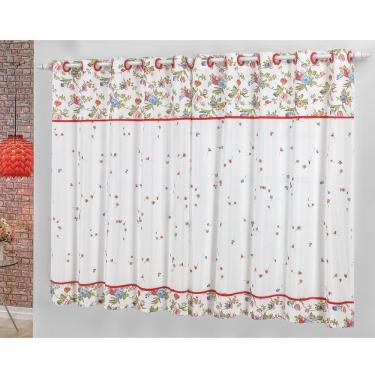 Imagem de Cortina Fiorella para Quarto Branco Varão Simples 2 Metros - Bordados Ricardo