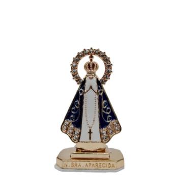 Imagem de Imagem Nossa Senhora Aparecida Miniatura Dourada Com Dupla Face Ref:182 (Azul/Branco)