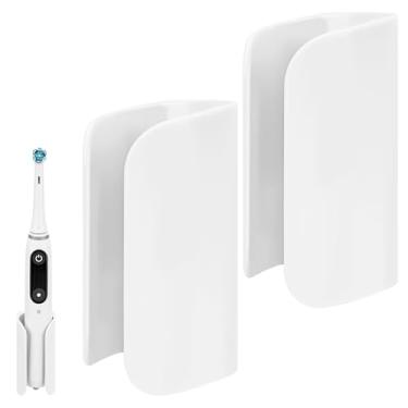 Imagem de Linkidea Suporte de escova de dentes elétrica de parede, gancho de escova de dentes elétrico de plástico, organizador autoadesivo compatível com Oral-B série iO, Philip Sonicare ProtectiveClean