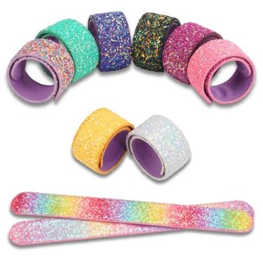 Imagem de EASYLEISURE 10 pulseiras de glitter para crianças, meninas, lembrancinhas de festa, arco-íris, com forro de camurça macia, presentes de aniversário para crianças, prêmios de sala de aula