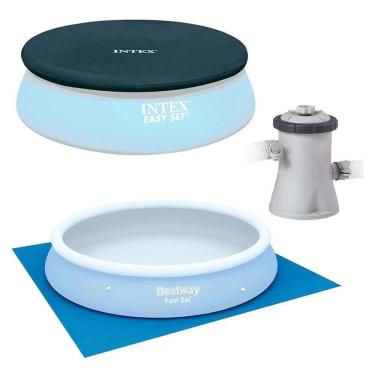 Imagem de Kit Manutenção Para Piscina Inflável Filtro 1.250 L-h 110v Capa 305 Cm Forro Intex