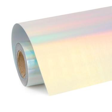 Imagem de FUNKAKA Rolos De Vinil Transferência Térmica Rainbow Htv, 12" X 9 Pés, Metal Macio, Para Passar A Ferro Em Camisetas, Pu Fino E Elástico, Todas As Máquinas Corte, Design Fácil Cortar Remover Ervas D