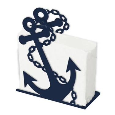 Imagem de SUPERDANT Suporte de guardanapo de âncora do oceano para mesas suporte de sserviette de metal preto de pano de mesa suporte de papel de seda dispensador de guardanapo independente com junta para