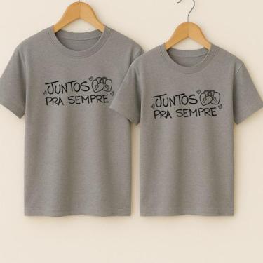 Imagem de Camiseta Blusa Unissex Algodão Estampa Juntos Para Sempre Casal Namora
